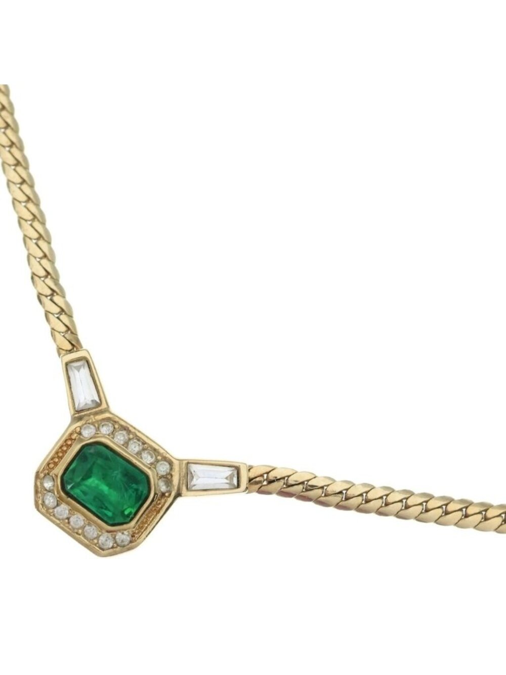 Dior Green Stone Biche Pendant Chain Gold